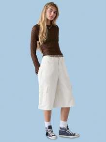 COUREZ Long Sleeve Slash Neck Going Out Lace Top Y2K Vintage - Brown - View 4