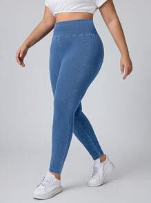 Flexra Quần Jeans Denim Co Giãn Lưng Cao Skinny Co Giãn Thường Ngày Đa Năng Cho Nữ Cỡ Lớn - Rửa nhẹ - Xem 3
