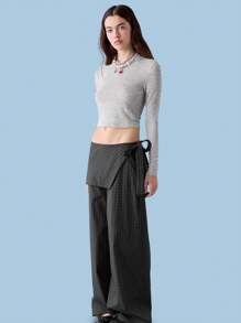 COUREZ Pantalones amplios de pata ancha a cuadros negros Estilo Y2K vintage