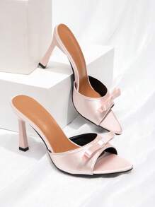 CUCCOO CHICEST New Fashion Versatile Rhinestone Bow Strap Stiletto High Heel Sandals - Pink - View 1