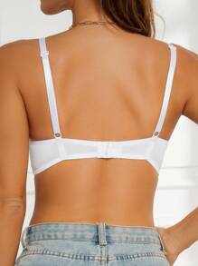 SHEIN Set de 2 sujetadores de lencería de alambre con parches de encaje para mujeres