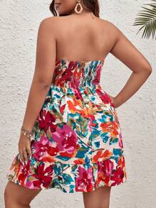 SHEIN VCAY Vestido de flores con volantes para mujer de talla grande, ideal para vacaciones de primavera, Día de la Madre, ropa de Semana Santa, atuendos de vacaciones para mujeres, atuendo para concierto, vestidos de graduación, vestido de playa, atuendo de vacaciones estilo bohemio