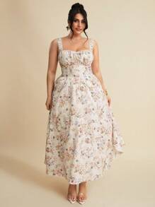 SHEIN BAE Women's Plus Size Clothing Wedding Dresses Bridesmaid Dresses Mini Dresses Party Dresses Date Dresses Holiday Dresses Plus Size Women's Summer Summer Vacation Date Travel Dress Valentine's Day Dress Small Floral Dress Picnic Dress Elegant Dress Summer Outfits For Women/Spring Clothes/Valentine Day Outfit/Carnival/Beach Vacation Outfits,Corset Dress - White - View 5