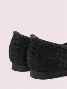 CUCCOO DOLLMOD Round Toe Soft Bottom Suede Strap Splicing Color Metal Rivet Decor Bow Ballet Flat Slip-On Women Loafers - Black - View 8