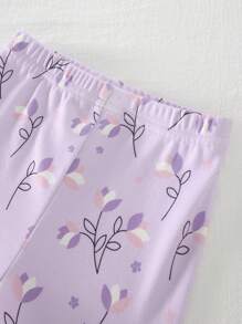 6 Pcs Baby & Baby Girl Rabbit & Flower Print Short Sleeve Top & Shorts Snug Fit Home Outfit Set - Multicolor - View 6