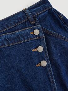 SHEIN MOD Plus Size Casual Sweet Loose A-Line Blue Denim Mini Skirt