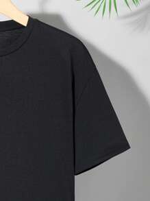 SHEIN Camiseta casual de manga curta para meninos adolescentes, camiseta esportiva de rua punk rock escolar para uso diário, festa, festival de música, adequada para primavera e verão