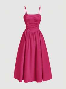 SHEIN MOD Solid Ruched Cami Dress