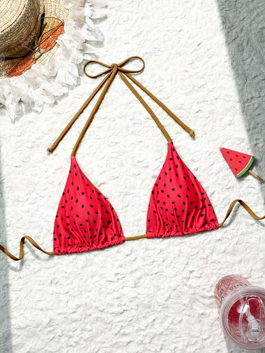 Swim Mod Women's Casual Sports Beach Halter Swimsuit Top With Spring Break Pattern - Multicolor - View 1