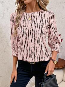 SHEIN Clasi Damen Rundhals Halbarm Lässiges Loses Hemd