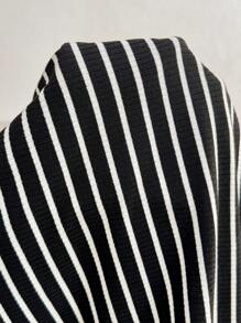 SHEIN Cross-Wrap V-Neck Striped Print Sleeveless Nursing Top - Black - View 5