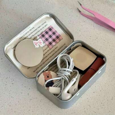 Caja de almacenamiento decorativa para fiesta de cumpleaños: Caja de almacenamiento con pegatinas, Caja de almacenamiento de cuentas, Cajas de hierro plegables Estuche de almacenamiento mini para organizar alfileres de dibujo, uñas, arte, cuentas, pendientes y manualidades de joyería