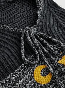 ROMWE Kawaii Hippie Bohemian Sun Moon Star Graphic Knitted Hoodie