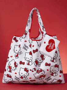 HELLO KITTY AND FRIENDS | SHEIN Túi Tote Mua Sắm Gấp Gọn Hoạt Hình Dễ Thương Có Túi Đính Hạt Nhỏ, Có Thể Treo Trên Túi - Nhiều màu - Xem 2