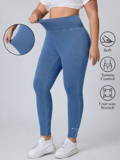 Flexra Plus Size Women High Waisted Skinny Stretchy Knit Casual Versatile Denim Jeans