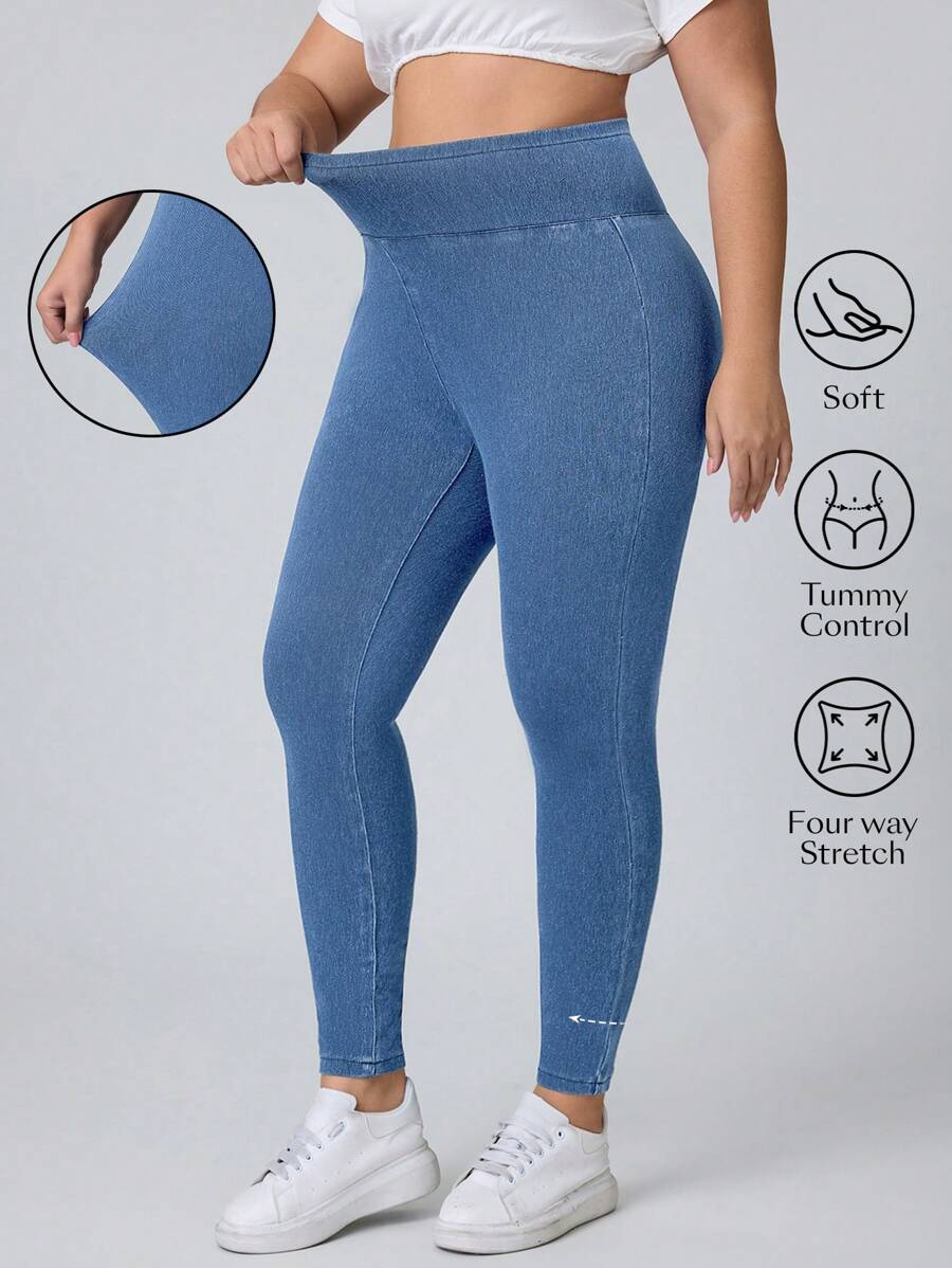 Flexra Quần Jeans Denim Co Giãn Lưng Cao Skinny Co Giãn Thường Ngày Đa Năng Cho Nữ Cỡ Lớn - Rửa nhẹ - Xem 1