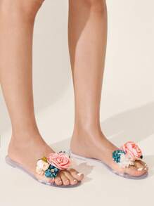 CUCCOO CHICEST CUCCOO Women's Summer Flip Flops Fashionable Round Toe Beach Sandals - Clear - View 2