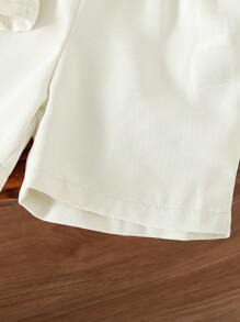 2pcs/Set Baby Girls 2023 Summer New Sweet Style Sun Flower Decor Sleeveless Top + Solid Color Shorts Set - White - View 7