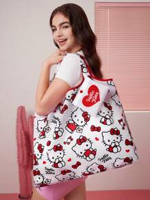 HELLO KITTY AND FRIENDS | SHEIN Túi Tote Mua Sắm Gấp Gọn Hoạt Hình Dễ Thương Có Túi Đính Hạt Nhỏ, Có Thể Treo Trên Túi - Nhiều màu - Xem 3