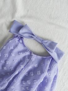 SHEIN 1 pieza Vestido bebé niña con decoración de lazo con recortes - Morado - Ver 5