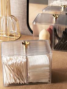 SHEIN 1PC Clear 2 Grids Plastic Desk Storage Box, Modernist Transparent Desktop Organizer With Minimalist Design, Multipurpose Office Essentials For Home & Workspace, Space-Saving Organizer, Sleek Stylish Storage Solution - Clear - View 4