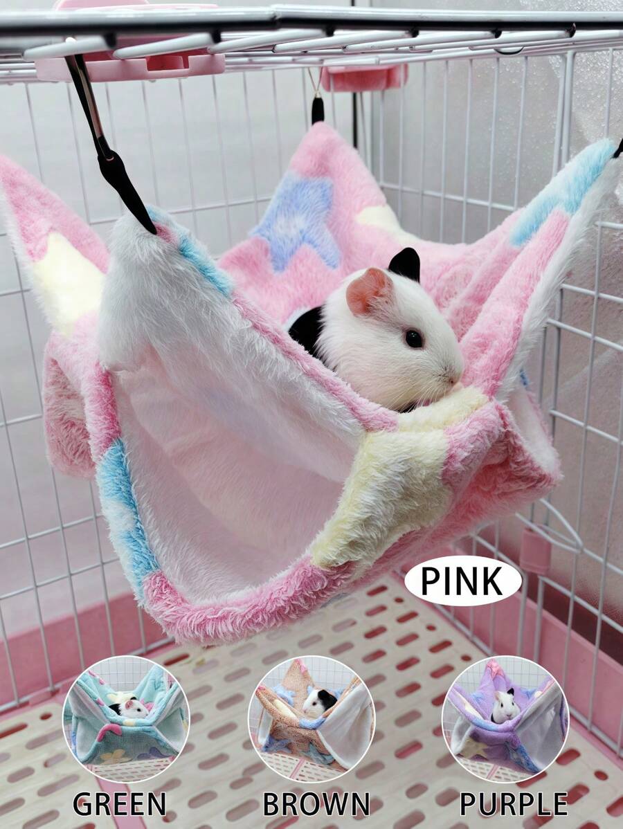 1 szt. Miękki polar koralowy Rozgwiazda i wzór serca Dwuwarstwowy ciepły hamak Śpiwór dla chomików, szybowców, wiewiórek i innych małych wspinaczkowych zwierząt, zdejmowany i nadający się do prania w pralce, wiele kolorów i rozmiarów, odpowiedni na jesień/zimę - Wielokolorowe - Zobacz 1