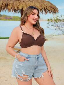 Swim Vcay Jednokolorowy kostium kąpielowy w dużym rozmiarze - Brązowy - Zobacz 3