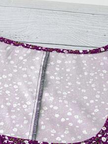 SHEIN LUNE Áo sơ mi nữ tay ngắn họa tiết hoa nhỏ nhắn, đầu xuân - Màu tím - Xem 3