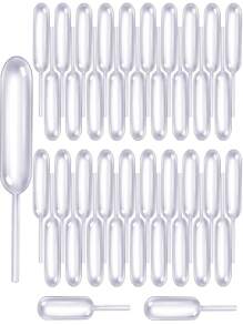 50 pièces Compte-gouttes à sauce pour cupcakes, injecteur à sauce à glace, paille, pour la décoration de gâteaux d'anniversaire et de mariage - Blanc - Voir 3