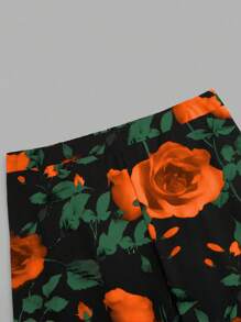 SHEIN Clasi Pantalones casuales de talle alto con estampado floral, de estilo minimalista para uso diario, para el Día de San Valentín