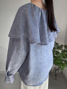 FRIFUL Blouse ample à col volant pour femmes, Top à manches longues pour le printemps et l'été