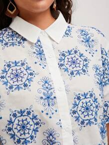 Freevana Plus Size Short Sleeve Shirt, Fashionable For Summer Embroidered Cotton Cute Summer Tops Summer Easter Festival Rave Bohemia Graduation Wedding Guest Women Vacation Boho Festival Country Concert Brunch Easter Curve - Multicolor - View 6