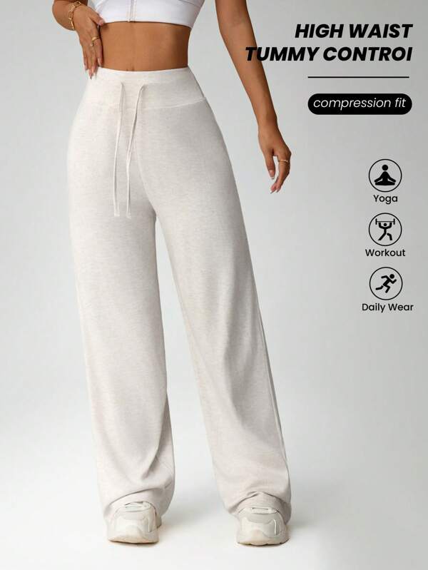 Dewbera Calças de moletom femininas de cor sólida com cordão na cintura, perna reta, ajuste solto, casual