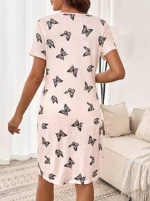 SHEIN Maternity Butterfly Dresses - Pajama, Pajama Dress, Loungewear, Nightgown, Robe, Sleepwear, Underwear & Sleepwear, Pajama Set - Apricot - View 2