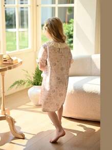 Girls Pajamas, New Style Casual Comfortable Short Sleeve Floral & Deer Printed Long Dress Sleepwear, Little Girls Young Girls Clothing Dress Young Girls Dresses Formal Girls Summer Clothes Young Girls Dresses Girl Clothes For Kids Dress Girl Clothes For Kids Young Girls Dresses Girl Clothes For Kids Young Girls Dresses Young Girls Dresses Young Girls Clothing Dresses Kids Girls Clothing Young Girls Dresses - Multicolor - View 2