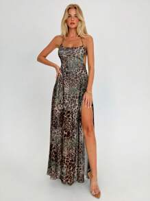 Aloruh Abito con stampa leopardata per vacanze
