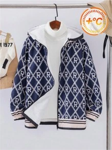 SHEIN Tween Boys Casual Printed Hoodie Jacket With Thermal Lined, Thick Padded Coat For Commuting, School, Daily Leisure, Travel, Sports, Suitable For Autumn/Winter - Multicolor - View 5