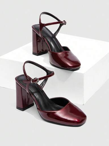 CUCCOO DOLLMOD Women's Square Toe Chunky High Heel Sandals, Sexy For Date, Party, Halloween, Christmas