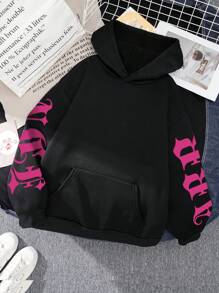 INAWLY Sudadera holgada con estampado de letras casual para mujeres de talla grande, ideal para graduación, regreso a la escuela, maestros, otoño e invierno - Negro - Ver 3