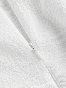 SHEIN MOD Women's Romantic French Style White Puff Sleeve Midi Dress