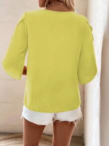 SHEIN LUNE Camicia casual da vacanza con colletto asimmetrico in colore unito