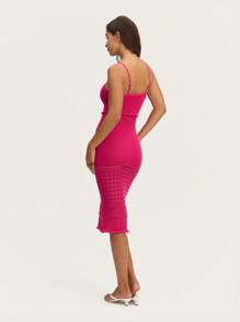 Nöista Vestido midi de ganchillo rosa intenso perfecto para fiestas de verano o vacaciones tropicales. - Morado - Ver 2