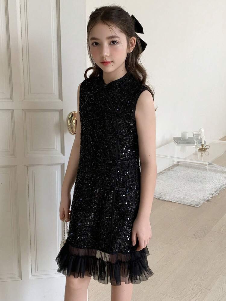 Girls Tween Girl Plus Size Chinese Style Cheongsam Dress Sleeveless Sundress For Summer