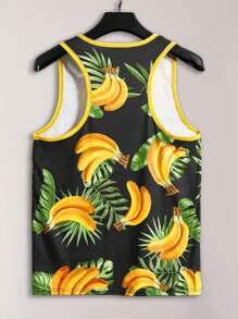 Manfinity RSRT Camiseta de tirantes casual con estampado de plátanos para hombres de vacaciones
