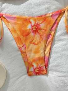 SHEIN Swim Women's Random Print Halter Neck Tied Bikini Set, Summer