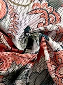 Soleia 花卉印花高領喇叭袖透視網格短襯衫女裝 - 白色 - 查看 7