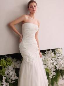 MOTF Soiréza 网眼贴花管状晚礼服 - 米色 - 查看 7