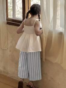 DAZY Conjunto de 2 piezas de top de tirantes + pantalones a cuadros para niña, para el verano
