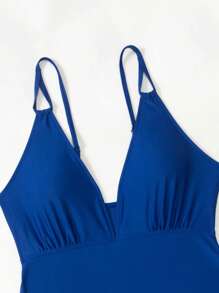 Swim Lushoire 3pcs Set Solid Triangular Crop Top, High Cut Panties With Random Printed Drawstring Mini Skirt, Swimsuit For Summer Beach Vacation - Multicolor - View 6