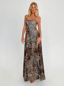Aloruh Abito con stampa leopardata per vacanze